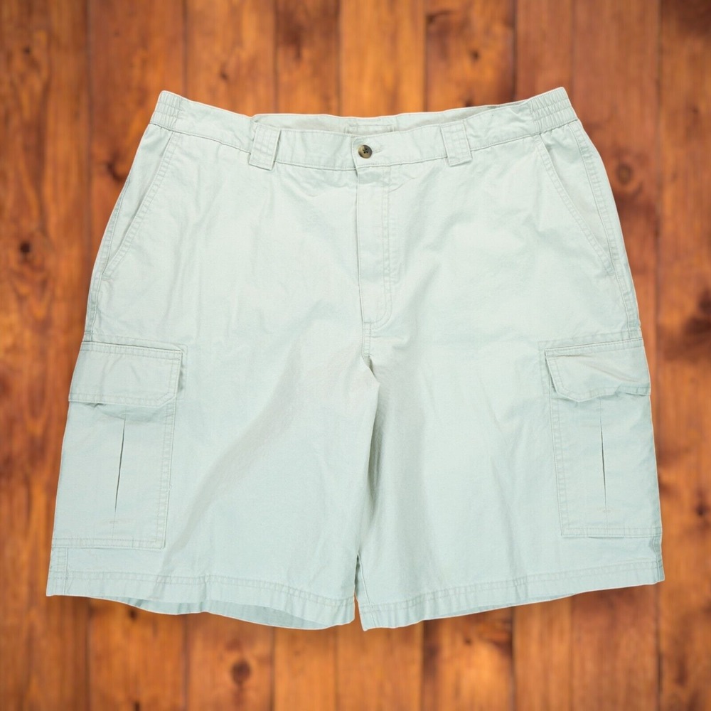 LL Bean Cargo Shorts Mens Size 38 Cream Beige 9" Inseam‎ Hiking Retro Stretch